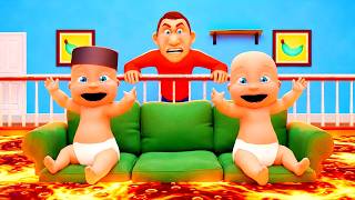 Baby &amp; Brother Play FLOOR IS LAVA In Whos Your Daddy!!