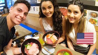 テキサス出身の学生３人組が浅草で海鮮丼を食す！/ Seafood bowl in Tokyo!