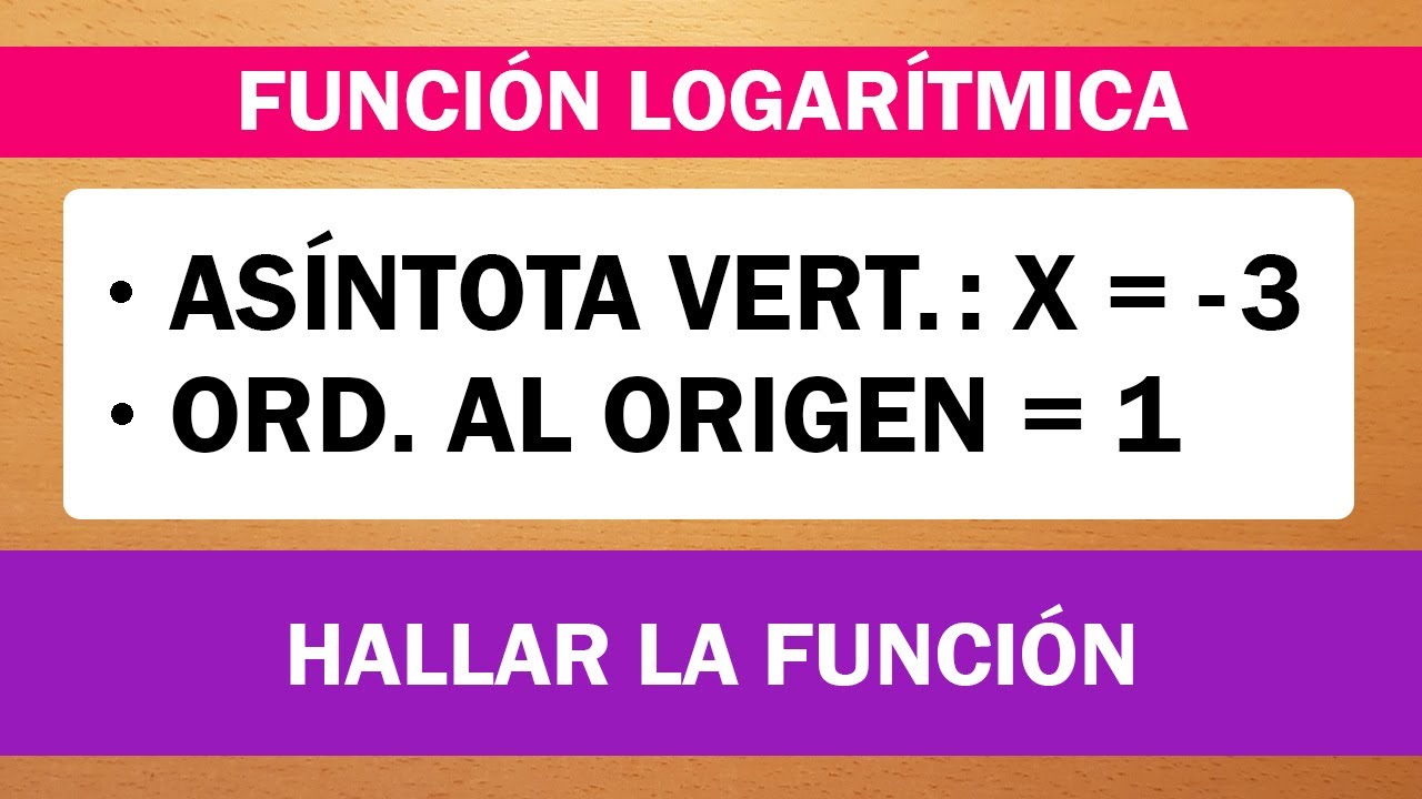 HALLAR FUNCIÓN LOGARÍTMICA Datos ASÍNTOTA VERTICAL y ORDENADA AL ORIGEN YouTube HALLAR FUNCIÓN LOGARÍTMICA Datos ASÍNTOTA VERTICAL y ORDENADA AL ORIGEN YouTube