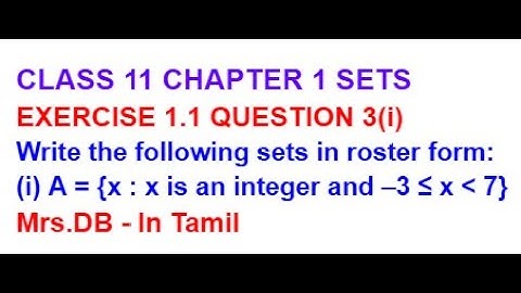 CLASS 11 SETS EXERCISE 1.1 QUESTION 3 (i) Write the following sets in roster form: (i) A = {x : x is
