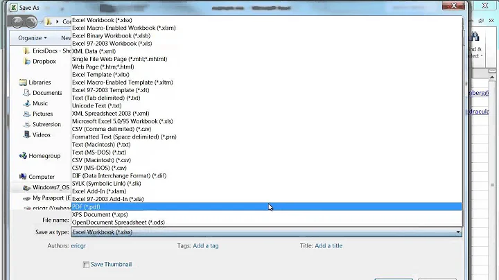 How to export or save a .csv file from Excel