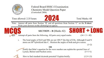 Chemistry 11 Model Paper Guess 2024 | Federal Board
