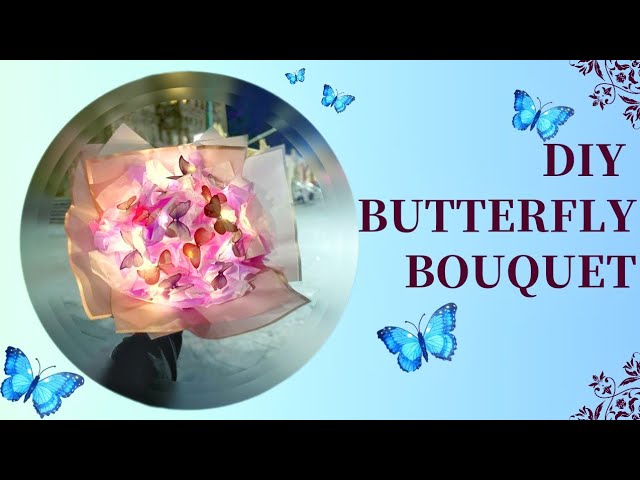 Diy Butterfly Bouquets Handmade Butterfly Flower Material Package Bouquet  With Light String Wedding Decor Gift For