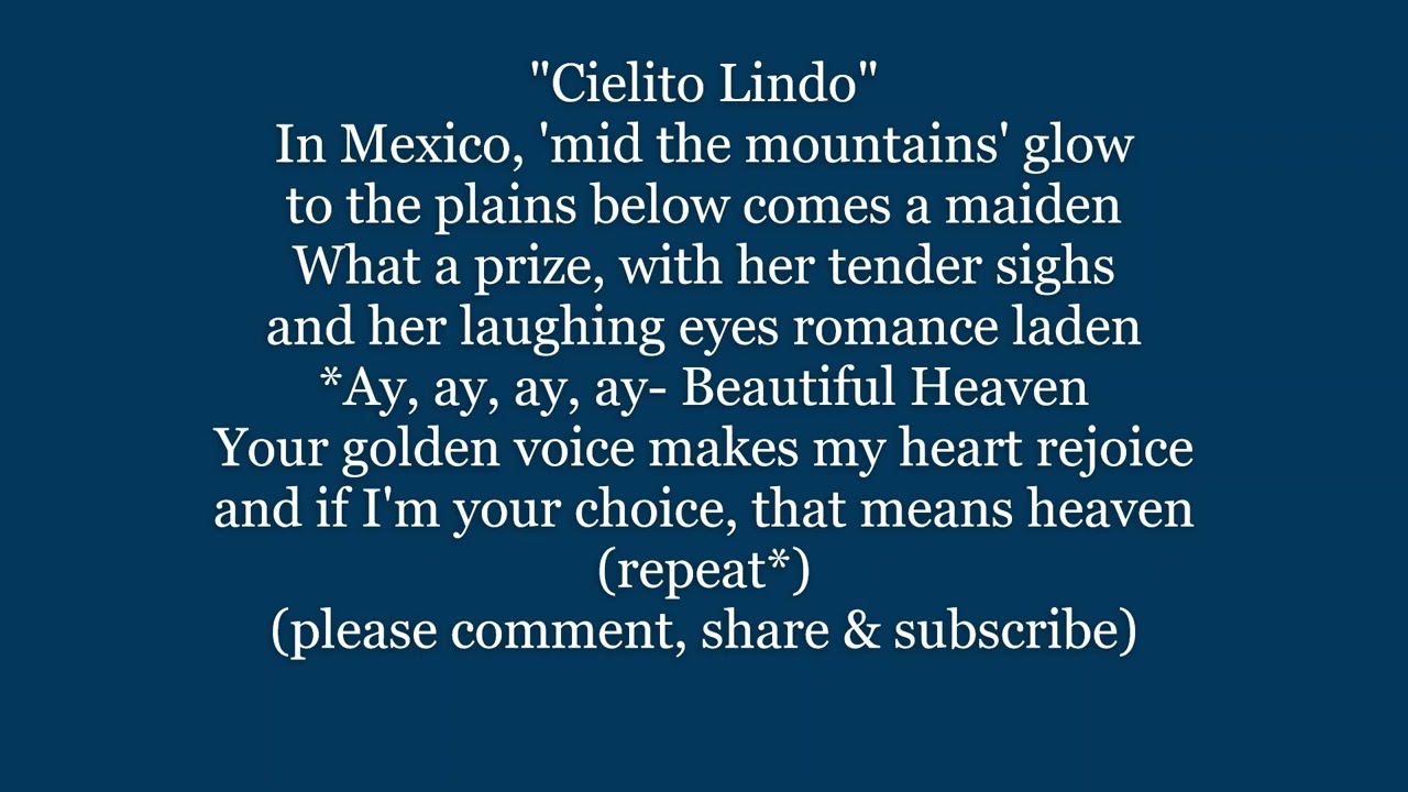 Cielito Lindo Beautiful Heaven Lyrics Words Text Trending Mexican