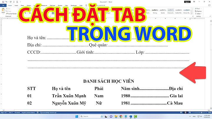 Hướng dẫn đặt tab trong word năm 2024