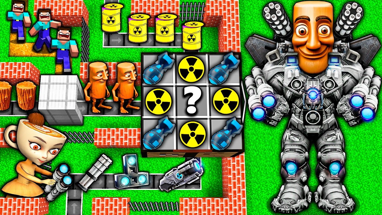 CRAFTING of UPGRADED TUNG TUNG SAHUR TITAN vs SKIBIDI TOILET and BRAINROT in MINECRAFT animation