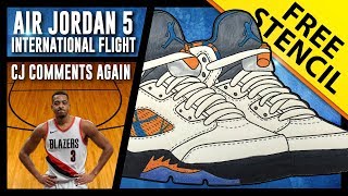 Air Jordan 5 International Flight - Sneaker Art w FREE Stencil