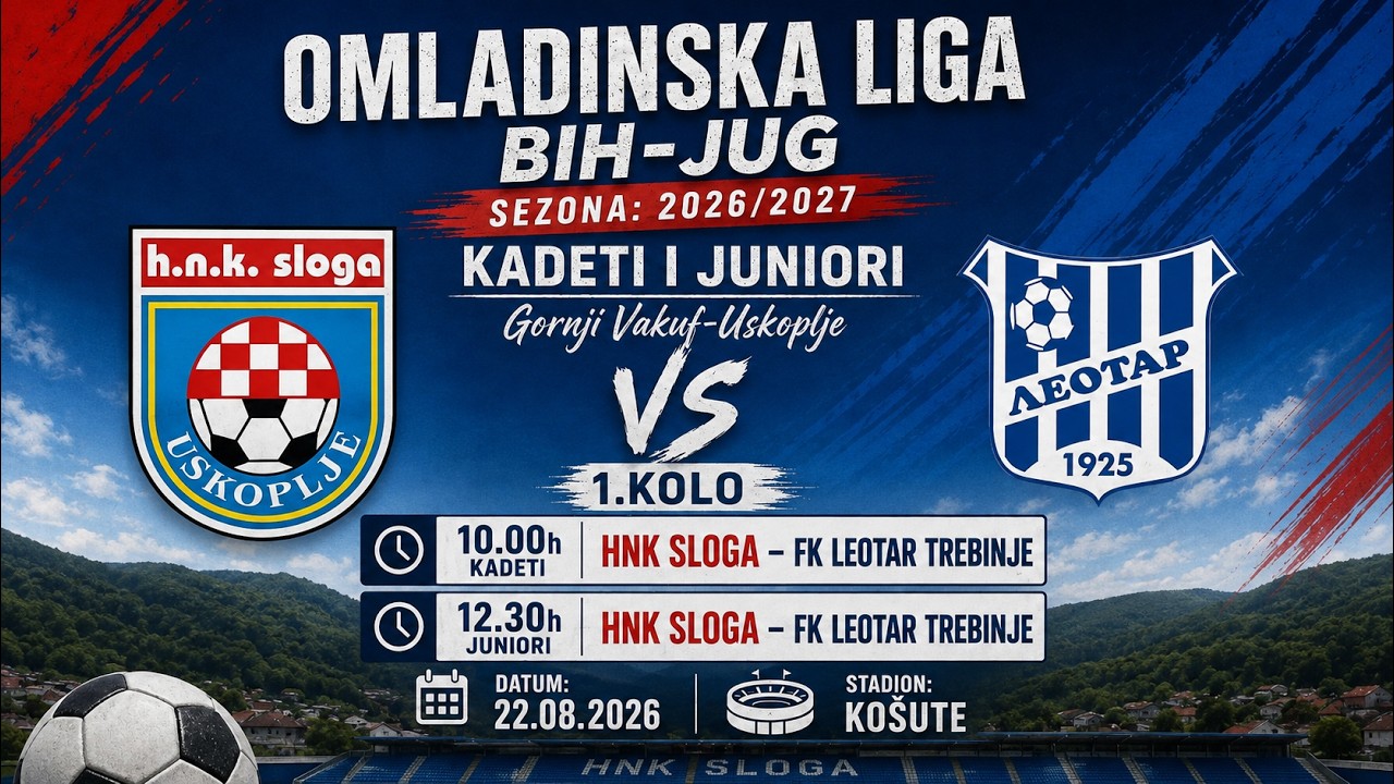 HNK Sloga - FK Leotar | juniori | sezona 2026/2027.