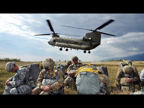 U.S Army Airborne Paratroopers • Airborne Operations • CH-47 Chinook Helicopter • Alaska