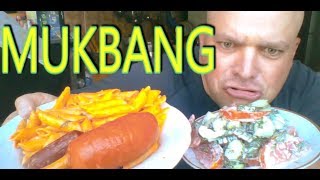 МУКБАНГ Макароны с сарделькой и салат | mukbang pasta with sausage МУКБАНГ Макароны с сарделькой и салат | mukbang pasta with sausage