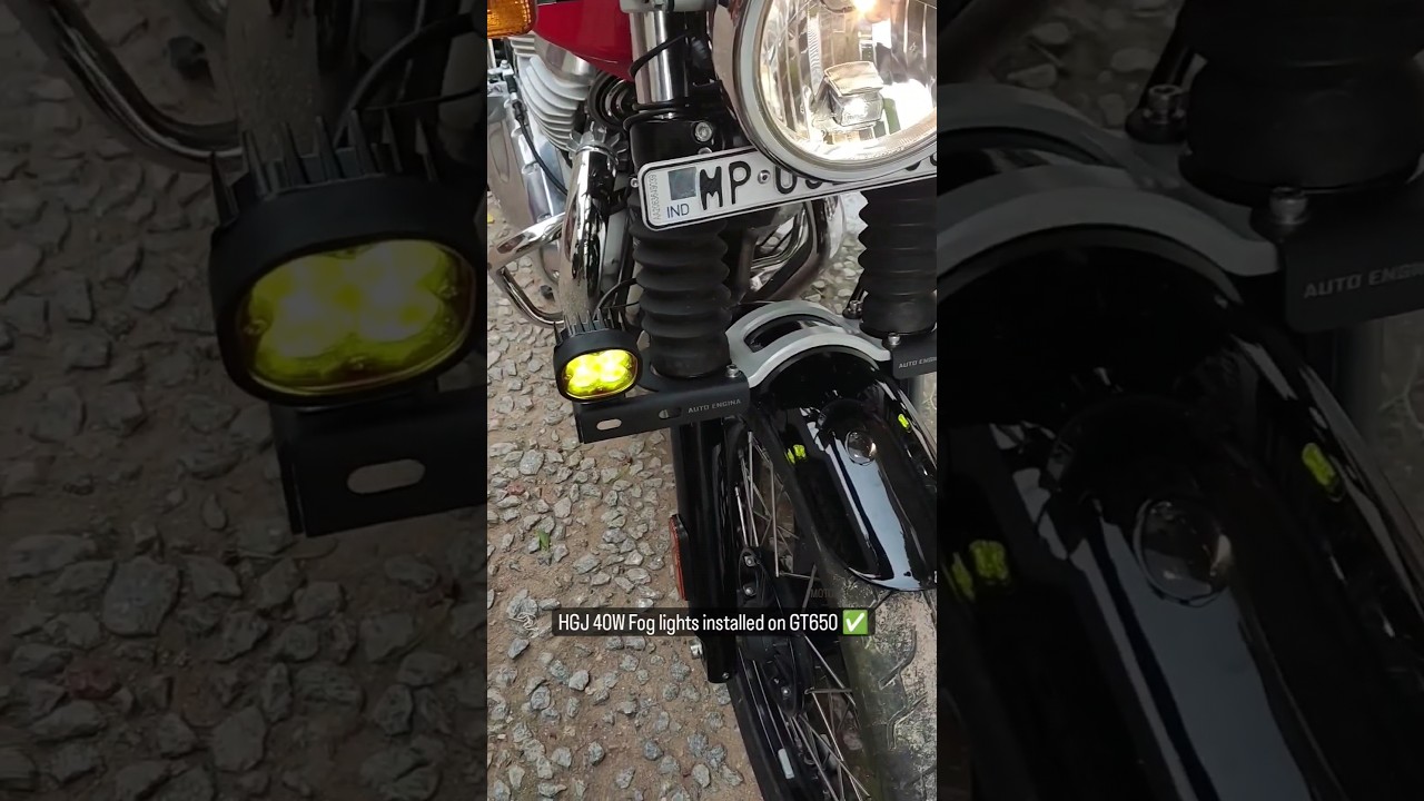 HJG 4 LED Cree lights on Royal Enfield Interceptor 650 ✅ 