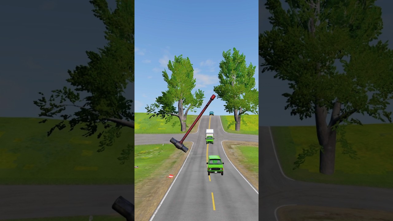BeamNG Drive | Gaint hammer vs car crashes part 198 