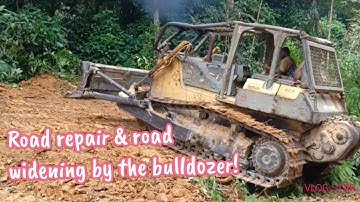 Road repair & widening by the bulldozer Komatsu D85 ESS-2!