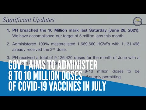Gov’t aims to administer 8 to 10 million doses of COVID-19 vaccines in July
