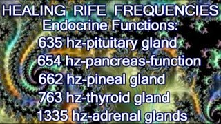 HEALING RIFE FREQUENCIES-Endocrine Functions : pineal gland, pituitary, pancreas, thyroid, adenals