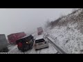 White night and boom  car pile up crash in snow  czech republic