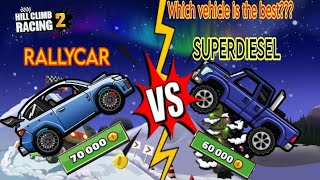 HILL CLIMB RACING 2 - RALLYCAR vs SUPERDIESEL COMPARISON (which is the best vehicle??)