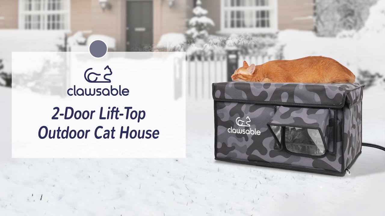 NEW ARRIVAL] Clawsable 2-Door Lift-Top Outdoor Cat House - YouTube