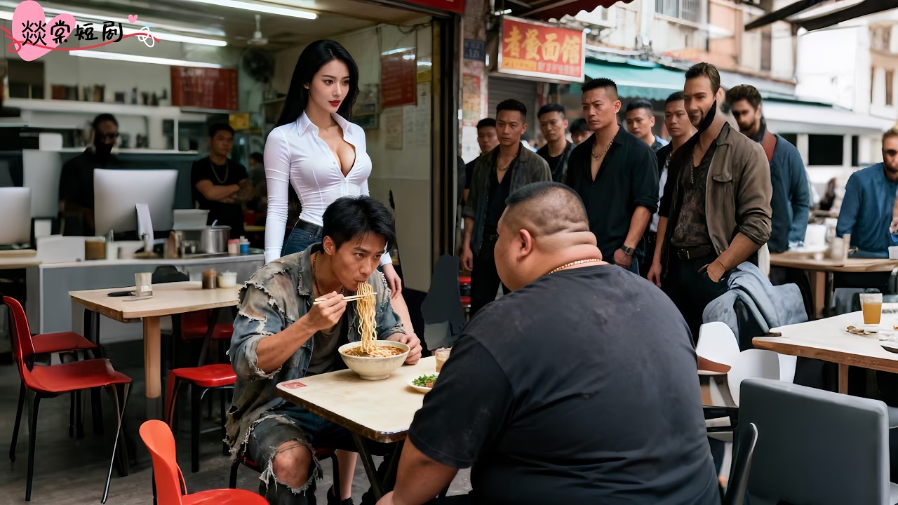 街頭混混一腳踹翻吃麵小伙的桌子，本來以為是個軟柿子，豈料小夥竟是隱藏的功夫高手！一拳打碎混混門牙震驚全場，混混們這才意識到自己惹錯人了！#山河王