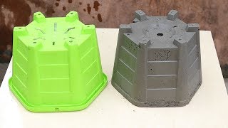 Useful things  Make concrete pot with plastic mold