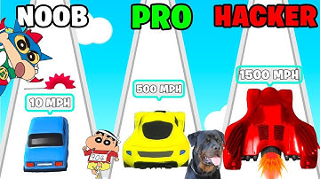 NOOB VS PRO VS HACKER VS GOD IN SUPER CAR 3D WITH SHINCHAN & CHOP