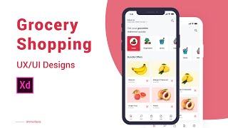 How to design online grocery shopping app ui design| Adobe Xd  ux/ui app design speedart tutorial screenshot 1