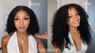 installing curlsqueen water kinky curly hair clip ins