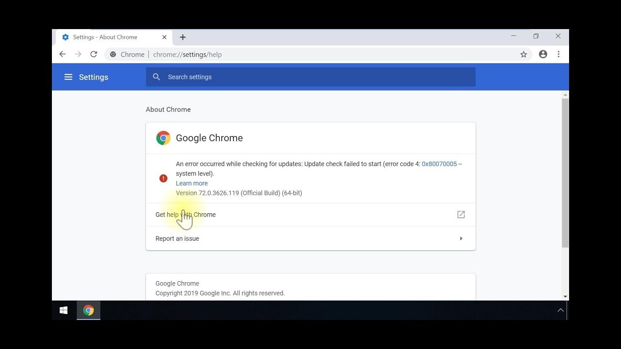 How to fix error code 4 0x80070005 system level in google chrome