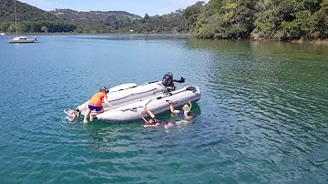 Getting back onto a inflatable catamaran