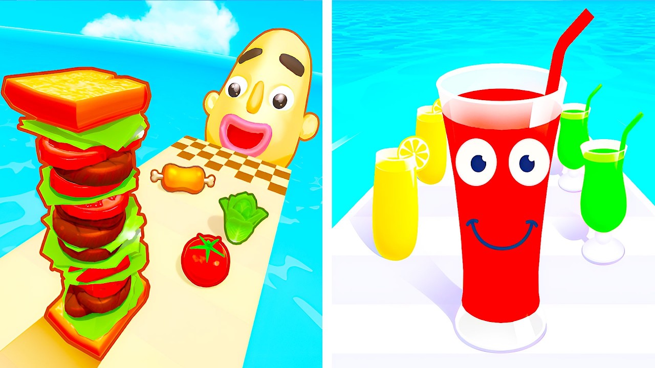 Sandwich Runner VS Juice Run 🥪🥤 All Levels Max Update Walkthrough Mobile NEW Gameplay S4RX