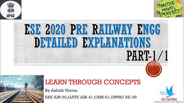 ESE 2020 Pre|Railway Engineering||Detailed Explanations|Solutions with Concepts||Part 1/1