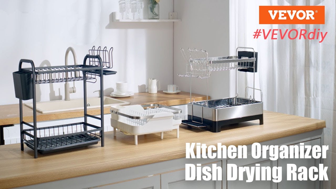 VEVOR Dish Drying Rack 2-Tier Dish Drainer Carbon Steel Kitchen