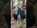 Survival Skills: easy methood saving water transfer to bottle#camping#bushcraft#water #smart