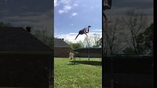 Girl jumps and dives off trampoline and lands in her head