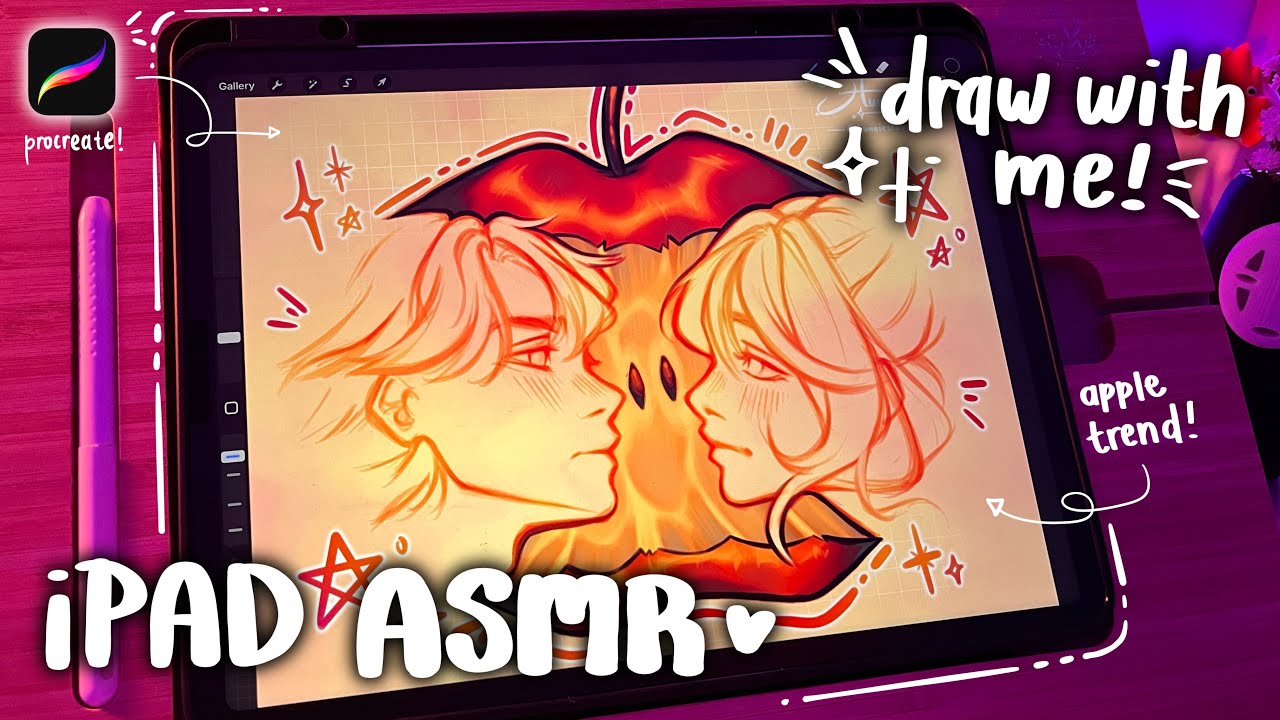 draw with me ♥ apple art trend 🍎 | Procreate iPad ASMR [no music, real ...