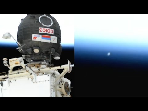 Glowing UFO Captured on ISS Live Camera Leaving Earth's Atmosphere During Soyuz MS-17 Crew Docking