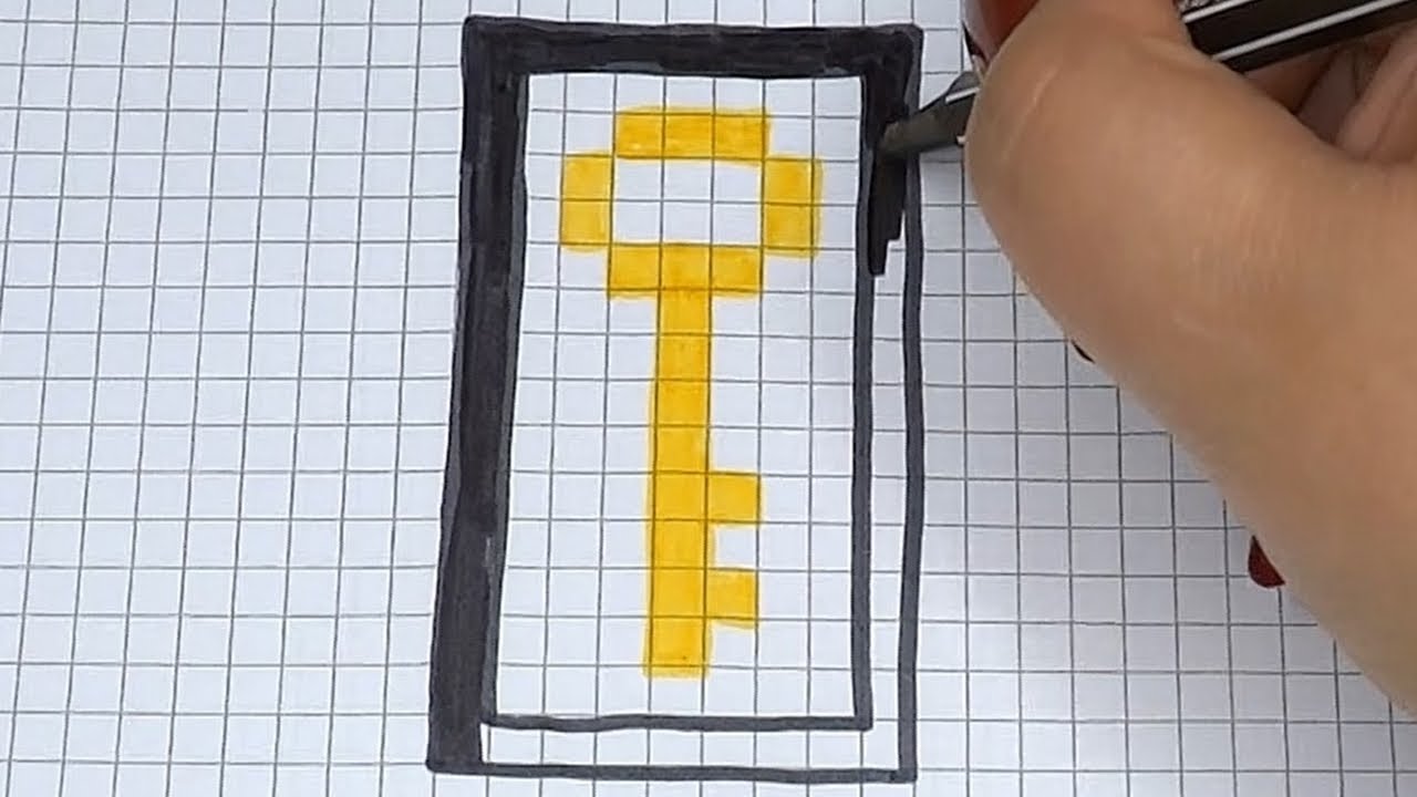 DIY Handmade Pixel Art | How to draw a Golden Key | Easy Valentines Day Mothers Day Drawing