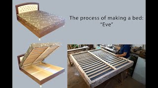 Wooden bed with storage box and lifting mechanism: DIY making process