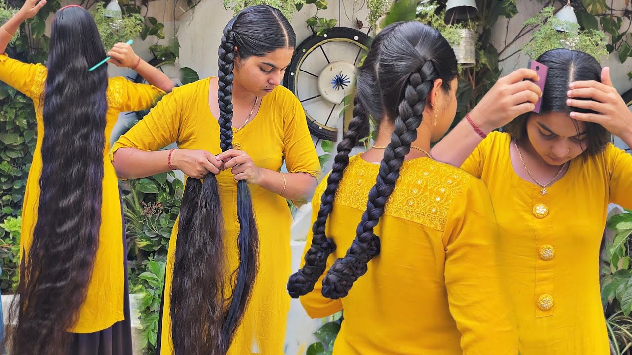 Twin folded braids || combing || long hair style || Alka Verma
