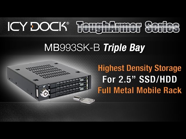 Icy Dock Tougharmor Mb992Skr-B Rugged Full Metal Dual Bay Raid 2.5 Inch Sata Hdd & Ssd Mobile Rack For External 3.5 Inch Drive Bay (Black