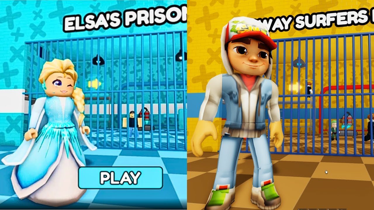 ELSA'S VS SUBWAY SURFERS PRISON RUN Roblox! Gameplay