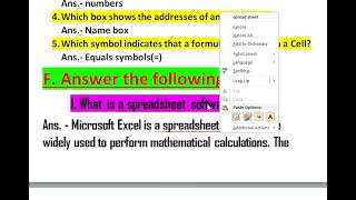 5th//Chapter -10//Computer//Long questions-ans.//Microsoft(MS) Excel 2007