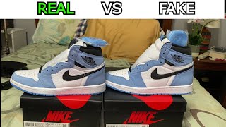 LEGIT CHECK : REAL VS FAKE for the Air Jordan 1 High University Blue UNC + Blacklight Test