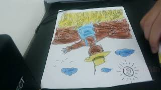 Coloring pages of puppets in a rice field