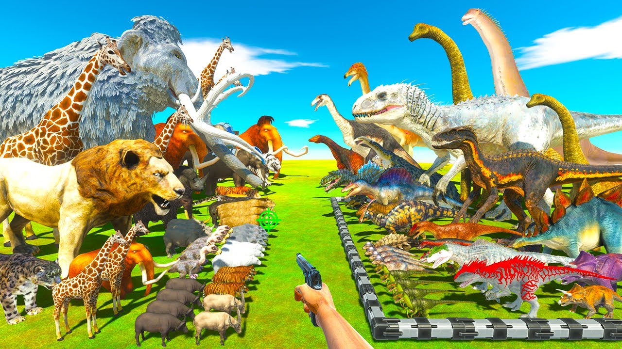 Dinosaurs Fights | Dinosaurs vs Ice Age animals - Animal Revolt Battle Simulator