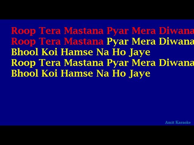 Rup Tera Mastana - Kishore Kumar Full Hindi Karaoke with Lyrics class=