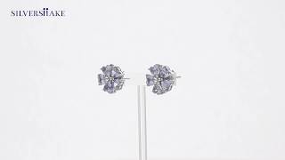 SILVERSHAKE Heart Shape Simulated Color Change Alexandrite 925 Sterling Silver Flower Earrings
