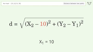 Find the distance between two points p1 (10,4) and p2 (14,10): Step-by-Step Video Solution