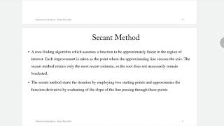 Numerical Analysis, Lec 6 ,part 2 of 2 : Secant Method
