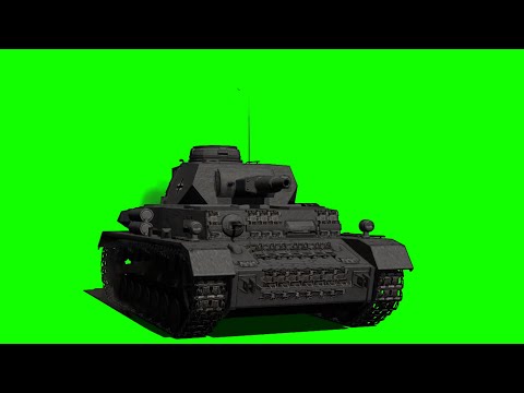 Panzer IV F tank move 2 green screen